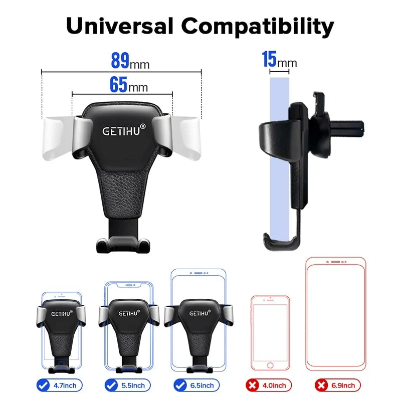 GETIHU Gravity Car Phone Holder: Air Vent Clip Mount for iPhone, Xiaomi, and More